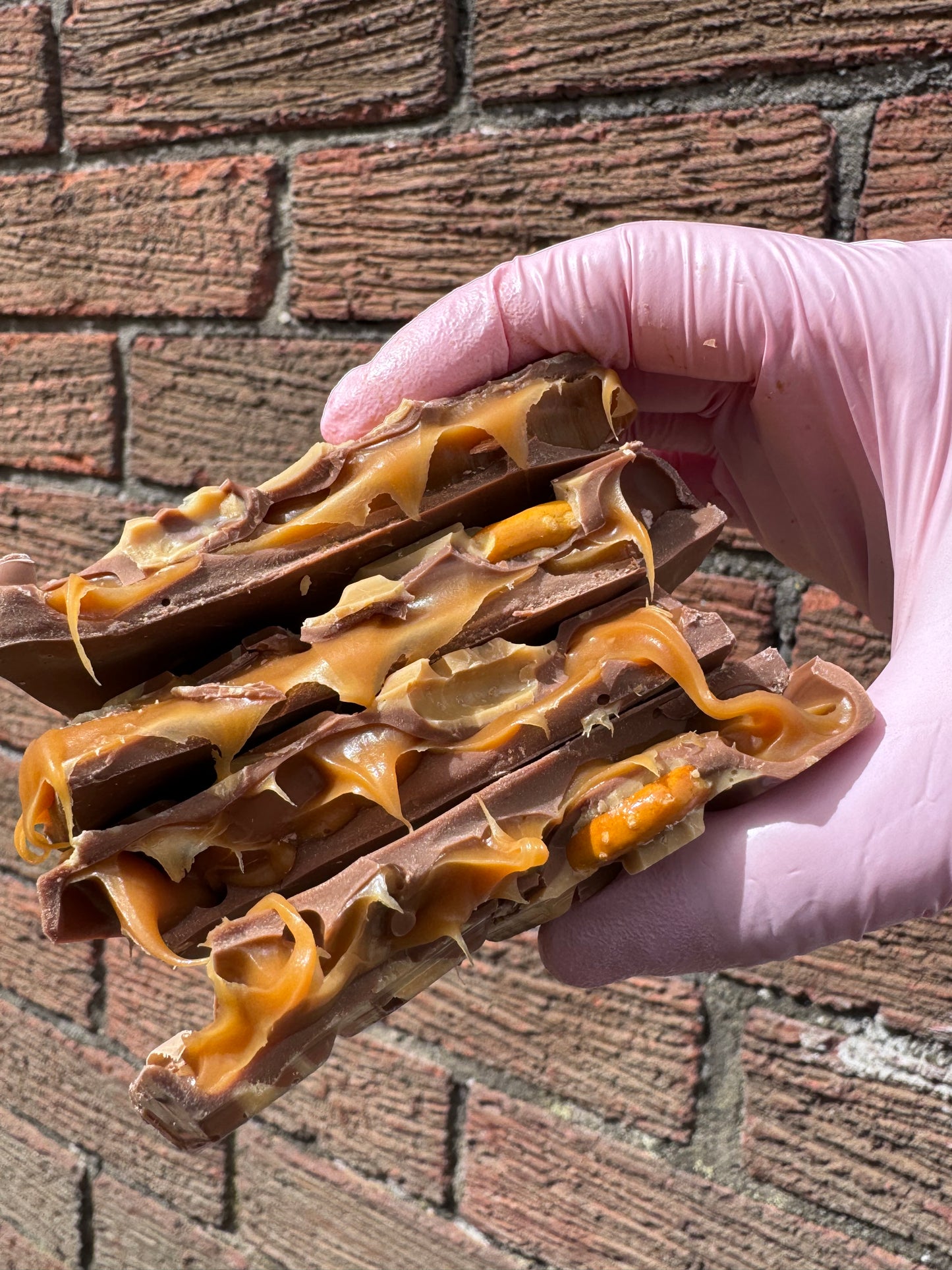 Caramel pretzel filled Easter egg