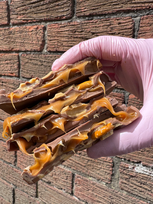 Caramel pretzel filled Easter egg