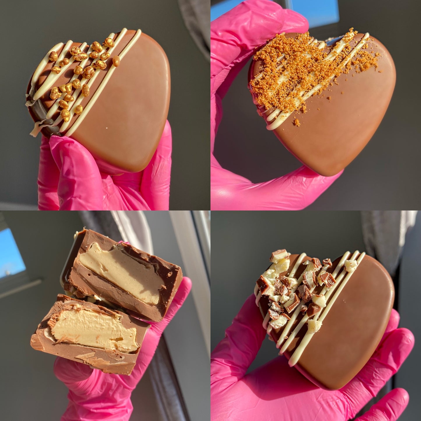 Trio of filled hearts - Kinder, Biscoff & Caramel