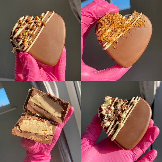 Trio of filled hearts - Kinder, Biscoff & Caramel